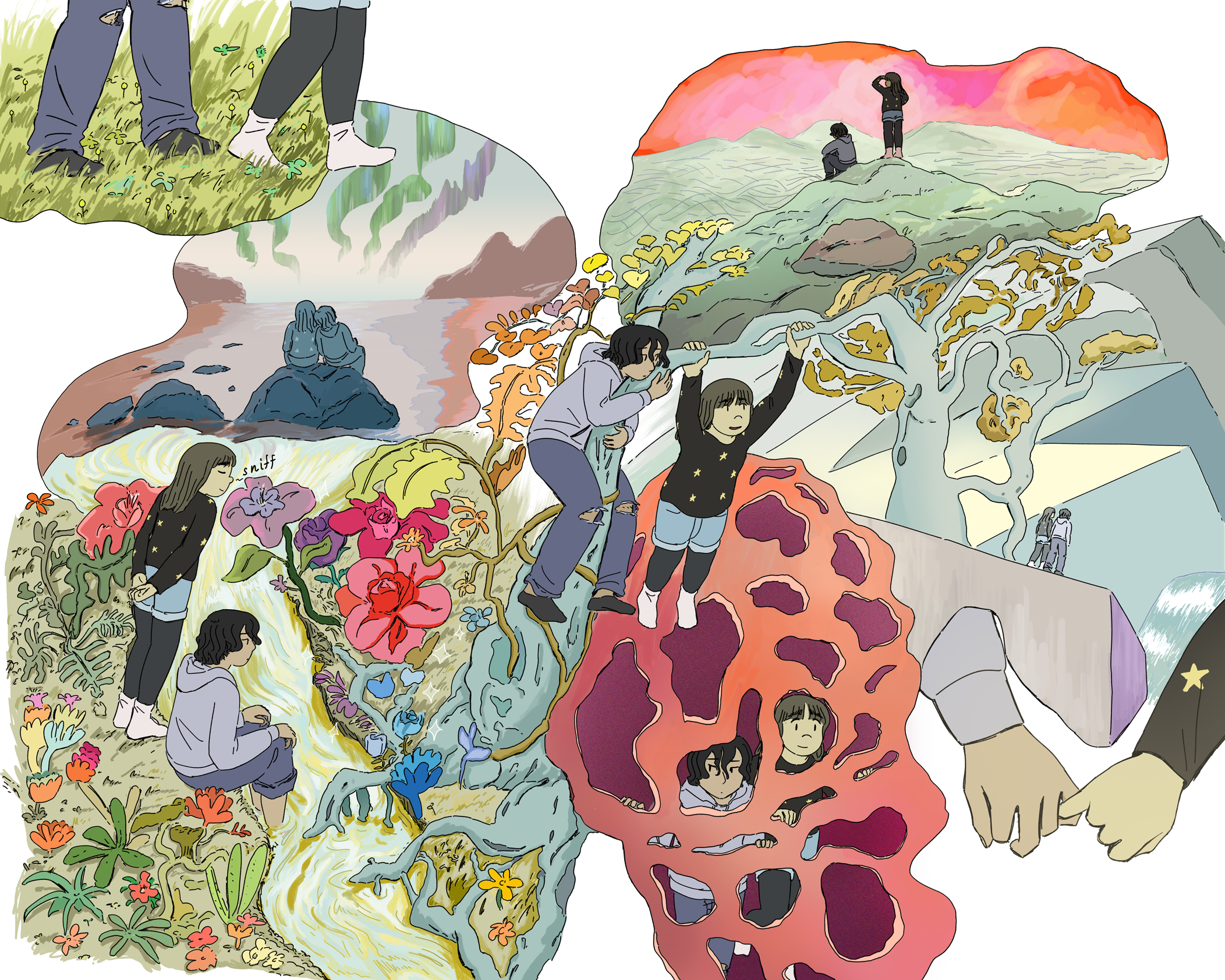 2 page spread from the graphic novel Dreamover.